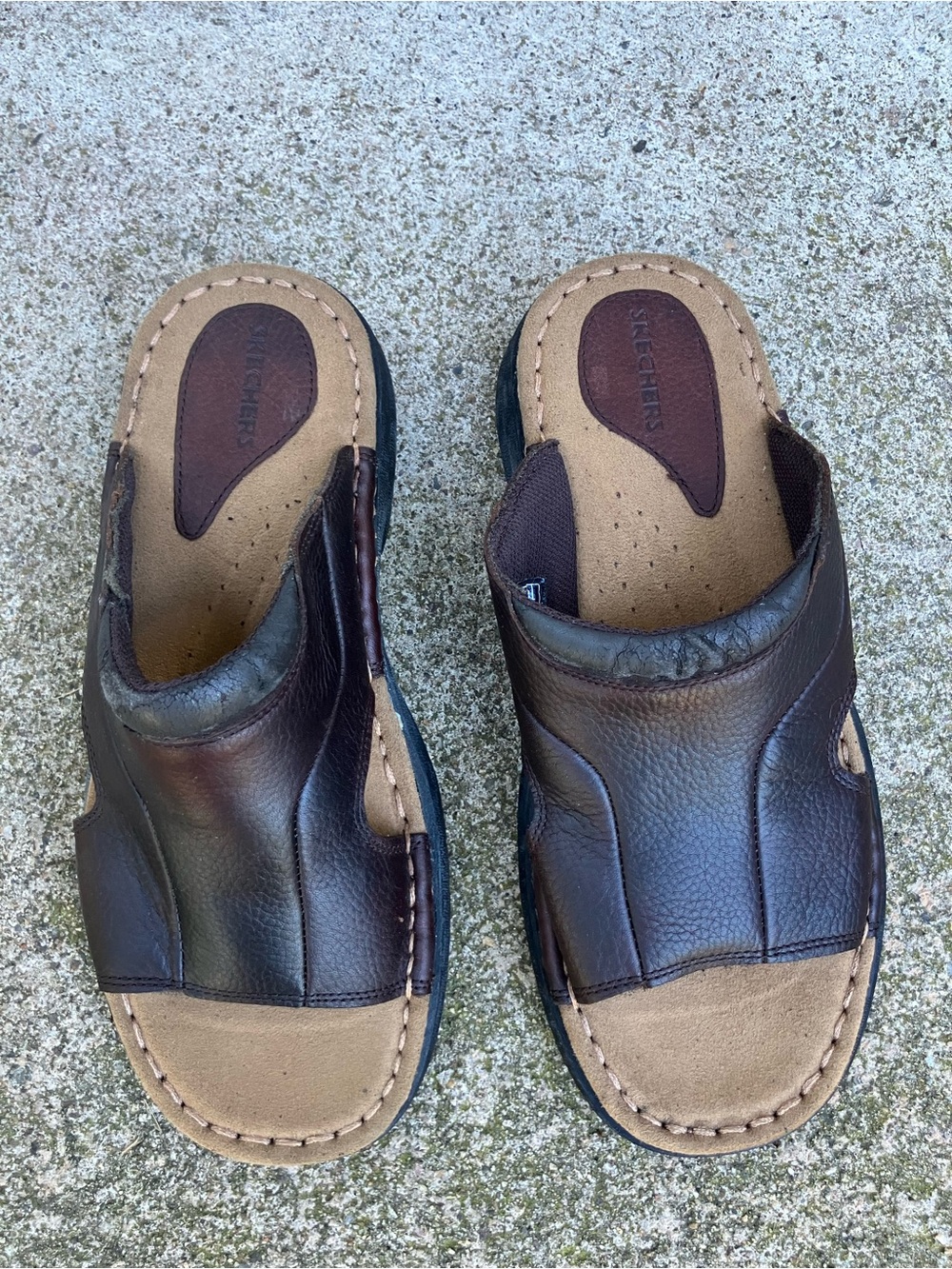 Skechers Men’s Dark Brown Leather Slip-On Clogs